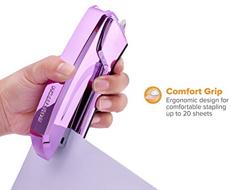 Bostitch Office Ascend 3 In 1 Stapler, Integrated Remover, 420 Staples Included, 20 Sheet Capacity, Lightweight, Full Strip, Metallic Purple #TOP5