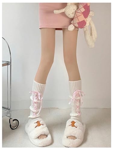 SHENHE Women's Y2K Coquette Bow Leg Warmers Cute Knit Stacked Ballet 80s Leg Warm Boot Socks4
