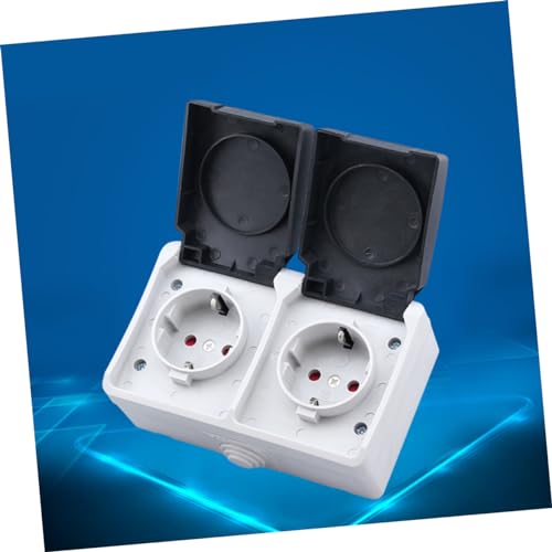 Enchufe doble de pared de 250V UPKOCH con tapa tipo alemán para interior y exterior 5