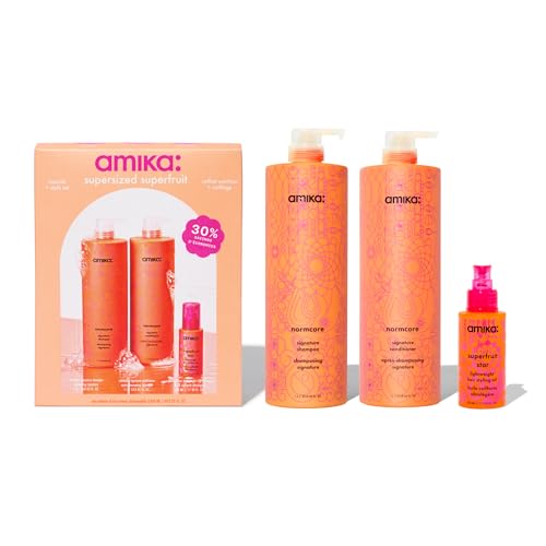 amika supersized superfruit nourish + style set | for fine-to-thick hair types 1-3c seeking softer...