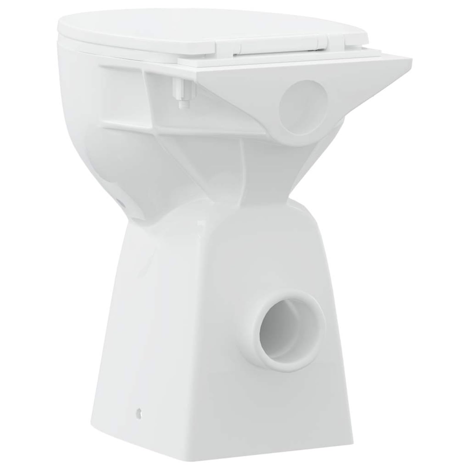 Inodoro sin borde con asiento de cierre suave, diseño fácil de limpiar para personas mayores y personas altas, construcción de cerámica blanca