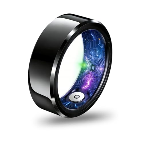 Smart Ring for Women & Men, Health & Fitness Tracker with Heart Rate/Sleep Monitoring/Blood Pressure, 5ATM Waterproof,Activity Trackers with Free App,Stylish Fitness Ring Birthday Gift(Size 9, Black)