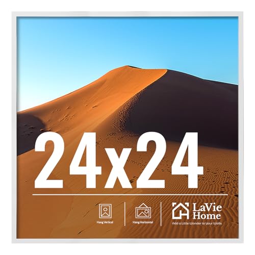 Image of LaVie Home 24x24 Picture Frame for Wall Display, 24x24 White Picture Frame with HD Plexiglas, 24 x 24 Photo Frame 1 Pack, Picture Frames for Displaying Photos, Classic Collection