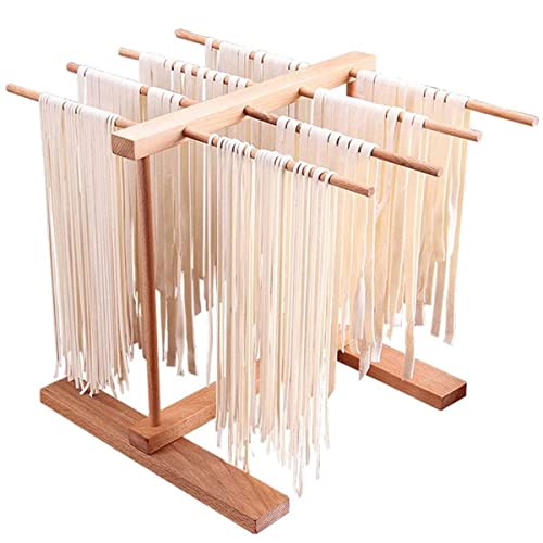 Reviews de Secadores de pasta , tabla con los diez mejores. 44 Estante de secado de pasta, secador de fideos plegable, soporte de fideos de haya con 8 asas de barra, estante para colgar espaguetis para el hogar para fideos de cocina y hogar