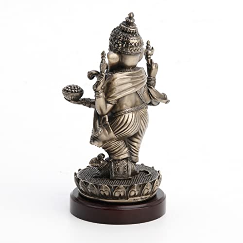 Estatua de Lord Ganesha con base de madera miniatura 5