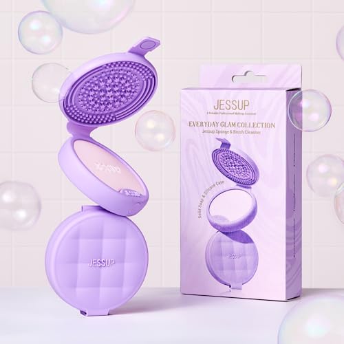 Jessup Alfombrilla Limpiadora de Brochas de Maquillaje de Silicona con 2 Jabones Sólidos, Herramienta de Limpieza Portátil para Limpiar Esponjas y Brochas de Maquillaje, A013 - imagen 6