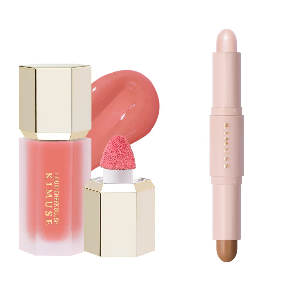 KIMUSE Soft Liquid Blush for Cheeks & 2 Color Dual Cream Contour Stick