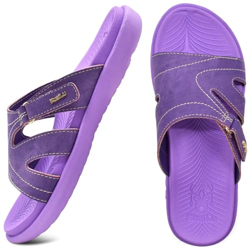 Image of KuaiLu Womens Fashion Orthotic Slides Ladies Athletic Yoga Mat Memory Foam Walking Sandals Thick Cushion Recovery Summer Beach Slippers Comfortable Plantar Fasciitis Arch Support