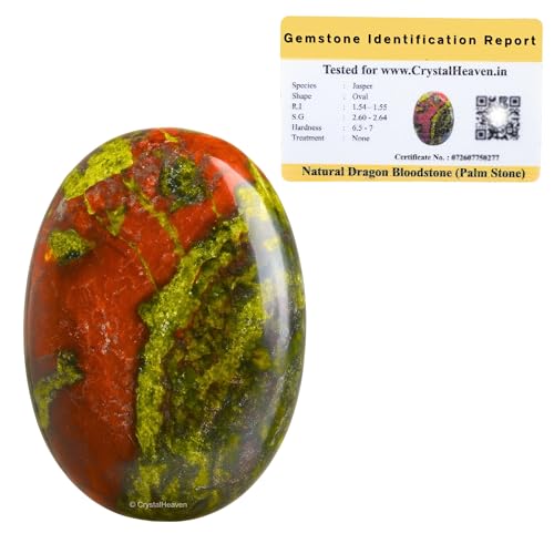 Image of Certified Dragon Bloodstone Crystal Palm Pebbles Stones for Anxiety Stress Relief Massage - AAA Grade Original Healing Gemstone Agate Palm Stone for Yoga Meditation Spiritual Reiki Feng Shui