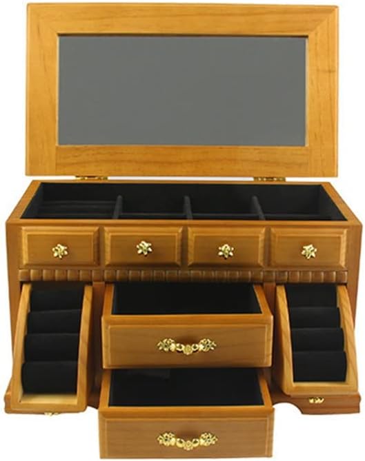 Wooden Jewelry Box Organizer Wood Earring Rings Necklace Storage Display Case Gift Jewellery Casket(D)