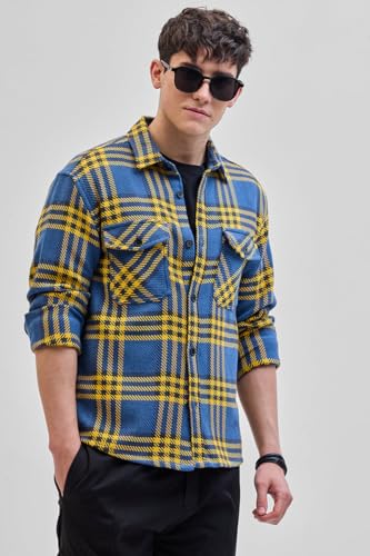 Image of SNITCH Blue Checks Double Pocket Flannel Overshirt