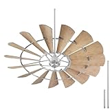 Quorum 197215-9 Windmill 72" Galvanized Damp Rated Ceiling Fan with Tall Ceiling 24" Downrod Included