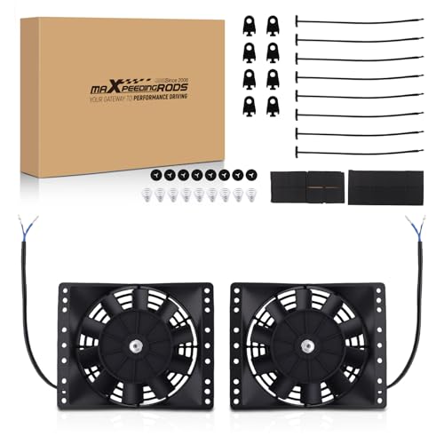 Image of maXpeedingrods 6 Inch Small Slim Push Pull Fan Electric Cooling Fan 650CFM Mount Kit 2PCS for Most Hot Rods and Classics Engines Chevy, GMC 265 283 305 307 396 402 427 454 472
