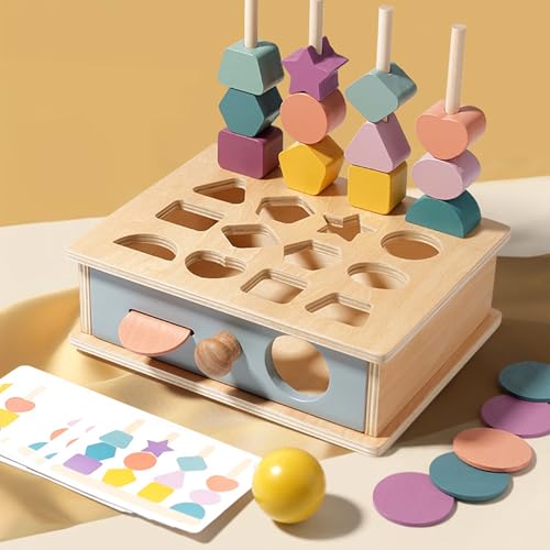 Blocs de séquençage et laçage en bois puzzle d'apprentissage multicolore