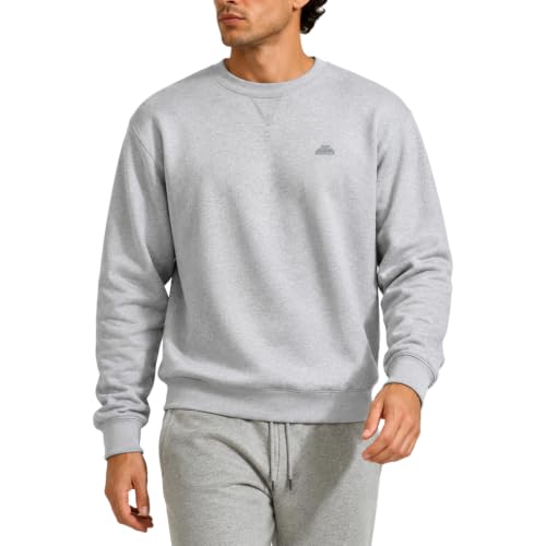Image of Iron Mountain Men’s Fleece Jumper Crew Neck Sweatshirt Cotton Blend Workwear Pullover Long Sleeve Lightweight Durable Sweatshirts for Men Casual Wear (Light Grey Marl, XL)