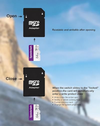Image of Speederlash 64GB Micro SD Card with Adapter, U3 A1, Up to 95MB /s