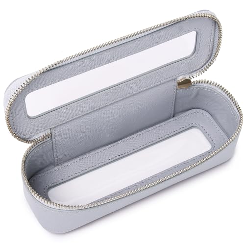 Pinkmik Pequena bolsa de maquilhagem transparente e bolsa de higiene com fecho de correr, organizador de bolsa para mulher e artigos essenciais para o carro, cinzento, Delgado, Estojo para pincéis de