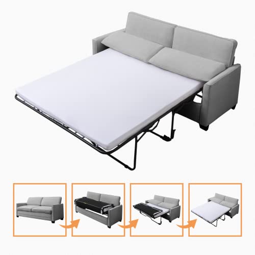Linor Pull Out Sofa Bed, 2-In-1 Sleeper Sofa With Folding Foam Mattress, Modern Sleeper Sectional Sofa, Pull Out Couch Sofa Bed For Living Room/Apartment (Light Grey, Queen) #TOP1