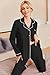 Ekouaer Pajamas Women's Long Sleeve Sleepwear Soft Button Down Loungewear Pjs Lounge Set Nightwear,Black,Medium