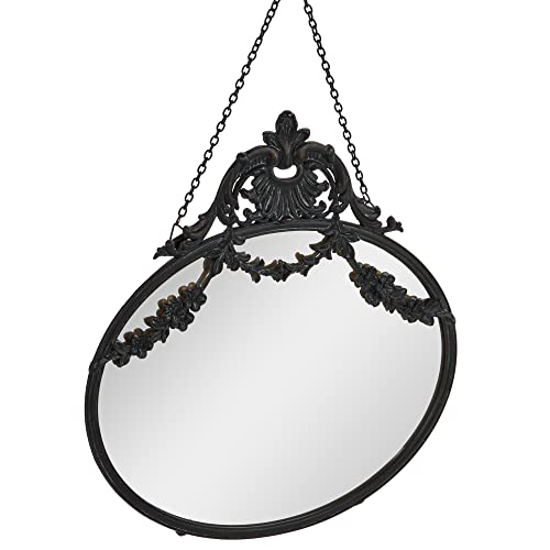 Creative Co-op Vintage Pewter Framed Wall Mirror with Decorative Chain, Black, 34.3L x 26.7W cm - Image 3