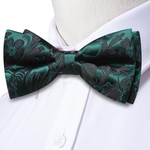 Image of Dubulle Mens Paisley Striped Bowtie Set Pre-tied Bowtie for Men and Pocket Square Set Wedding Business