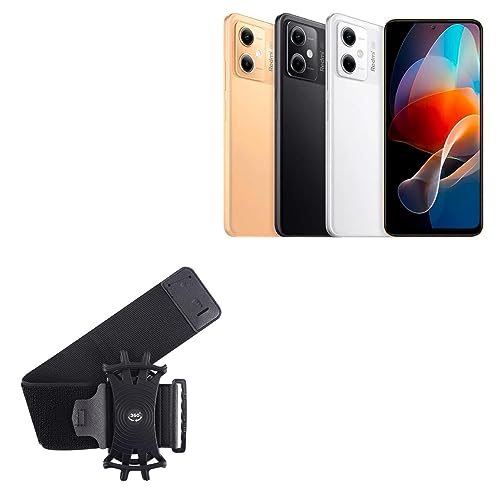 BoxWave Holster Compatible with Xiaomi Redmi Note 12R Pro - ActiveStretch Sport Armband, Adjustable Armband for Workout and Running - Jet Black