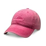 CHOK.LIDS Everyday Vintage Baseball Cap for Men and Women Unisex Adjustable Lightweight Polo Style Curved Brim (Vintage Hot Pink