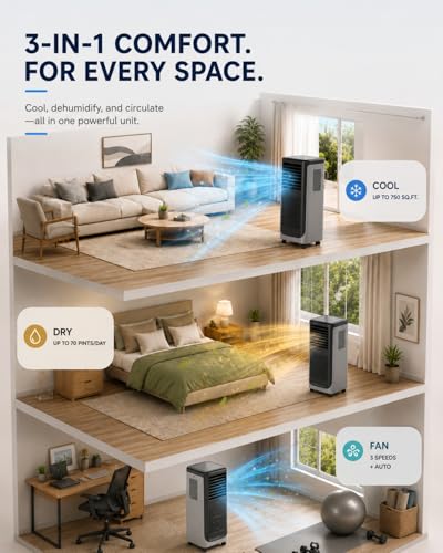 Image of Coolblus Portable Air Conditioners 16000 BTU, Wi-Fi Smart Portable AC Unit for Room Up to 750 Sq.Ft, 3 in 1 Quiet AC with Cool /Dehumidify /Fan, Window Kit, Black-16000BTU-WIFI
