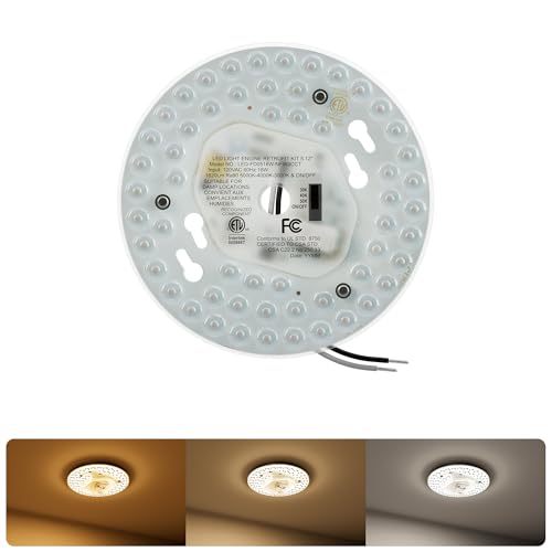 JULLISON 5.12 Dimmable LED Light Engine Retrofit Kit: 120V 3CCT CRI90 1620LM 18W Magnetic or Screw Mount Ceiling Fan Light Replacement Module for Flush Mount & Pendant Lights ETL 1 Pack