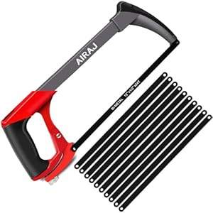 AIRAJ Professional Hacksaw Frames with10 Saw Blades,Two Sawing Angles (45°/90°),Multi-Purpose Heavy Duty Handsaw Set for Plastic, PVC Pipe,Tile, Metal,etc.