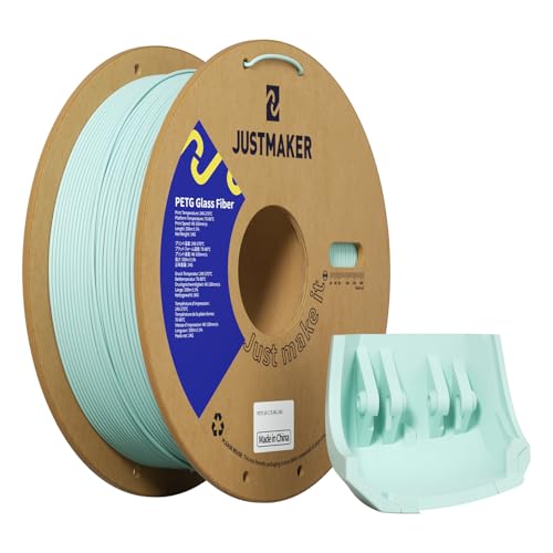 JUSTMAKER PETG Glass Fiber 3D Printer Filament, Updated Stronger Impact Resistance, Dimensional Accuracy +/-0.03mm, 1.75
