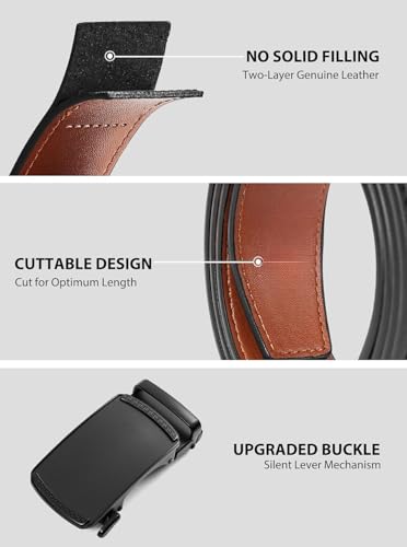 Ratchet Belts for Men - Genuine Leather 1 3/8'' Adjustable Dress Jeans (36" to 42" Waist)3