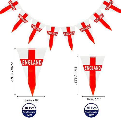 Image of AhfuLife 66 Ft England Pennant String Flags Banner for World Cup Decorations 2026, 60 Pcs Mini Triangular St George String Flags - Double Sided for National Day Football Event Decor (5.5x8.3 Inch)