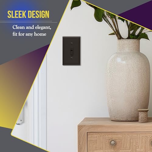 Image of ENERLITES Toggle Light Switch Wall Plate, Gloss Finish, Standard Size 1-Gang 4.50 inch x 2.76 inch, Unbreakable Polycarbonate Thermoplastic, 8811-BR-10PCS, Brown (10 Pack)