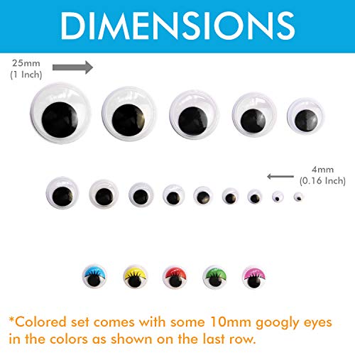 1221 Pieces Wiggle Googly Eyes Self Adhesive Wiggle Eyes (Assorted Sizes) For Diy Crafts Scrapbooking (Classic & Assorted Colors) #TOP2
