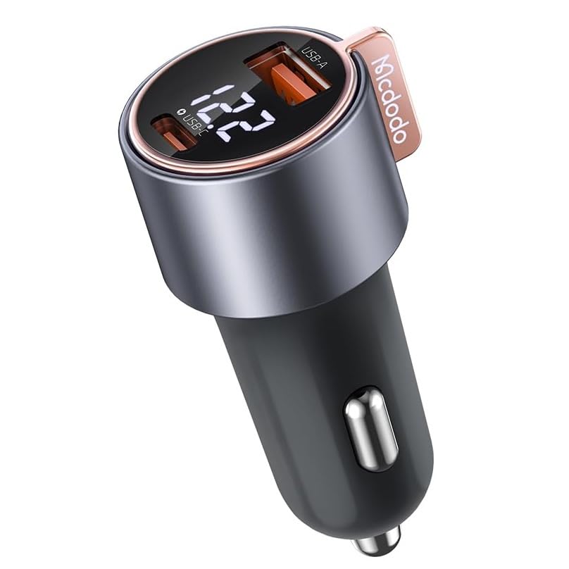 Caricabatterie Auto 75W Con USB-C E USB-A – Adattatore Accendisigari Con Cavo A Spirale Per IPhone E Samsung Galaxy
