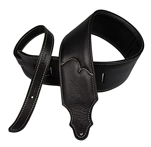 Franklin Strap 2.5" Padded Glove with Foam Core Guitar Strap Black/Natural Stitching
