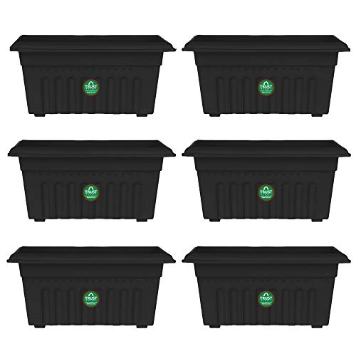 TrustBasket UV Treated Rectangular Plastic Planter (10 inches) - Black Color- Set of 6 TrustBasket UV Treated Rectangular Plastic Planter (10 inches) - Black Color- Set of 6