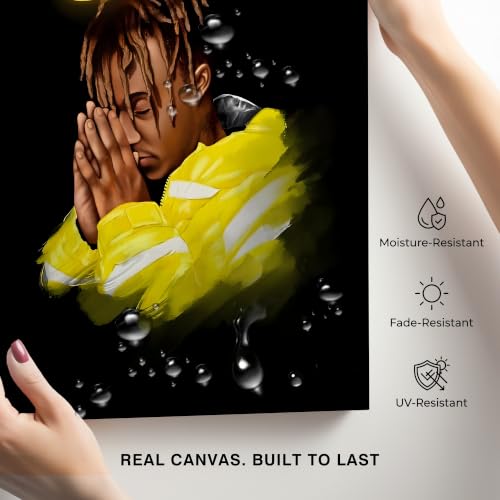 Image of Juice WRLD Canvas Wall Art, Rapper Collage Poster Print, Hip Hop Music Artwork for Bedroom Studio Gaming Room Decor, Vibrant Album Cover Picture Print Framed Music Wall Painting 16X20 inch