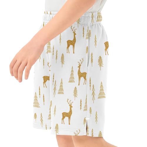 Golden Deer Teen Boys Outdoor Shorts Elastic Waist Loose Fit Knee-Length Boys Athletic Shorts XS4