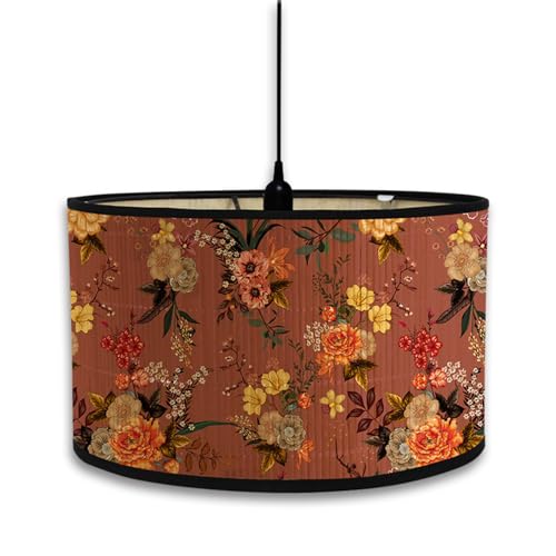 Morbuy Lampshade for Table Lamps, Bohemia Retro Flower Print Light Shades Bedside Light Lampshade Wall Light Lamp Shades for Wall Lamp, Bedside Lamp and Table Lamp, Floor Lamp (red Flower) โ image 1