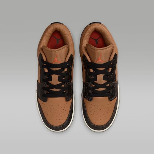 Air Jordan 1 Low SE Big Kids' Shoes (HQ3604-201, Flax/Baroque Brown/Vintage Coral/Black)4