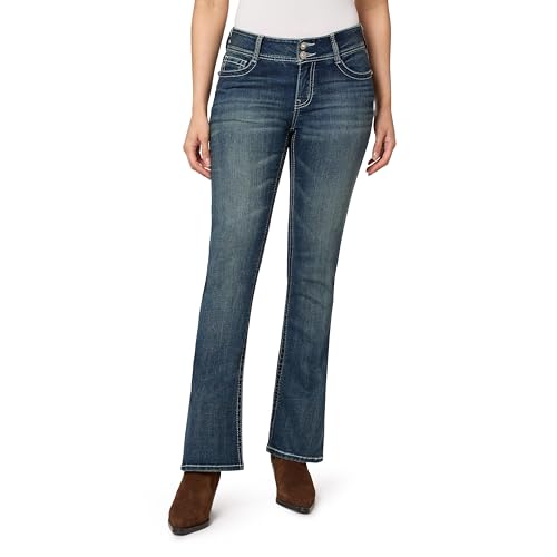 Image of WallFlower Bling Back Pocket Bootcut Jeans for Women, Luscious Curvy Fit, Embellished Mid-Rise Insta Stretch Denim