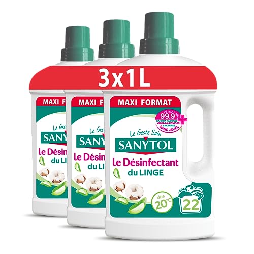 Désinfectant du linge antibactérien virucide Sanytol sans javel lot de 3 x 1L