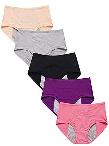 BSAT STOREPeriod Panties for Women, Leak Proof Women Menstrual Period Protective Panties Leak-Proof Brief Pack of 2 Free Size