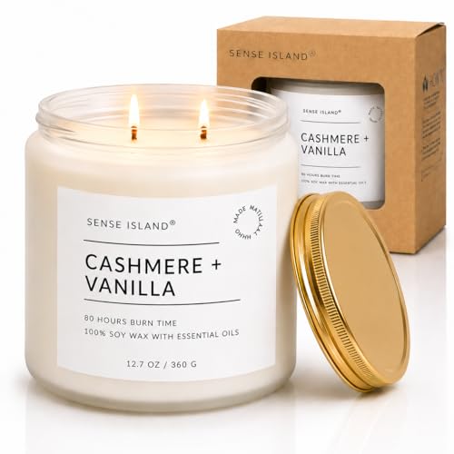 SENSE ISLAND Cashmere Vanilla Large Candle 2-Wick 12.7 oz 80 Hour Burn