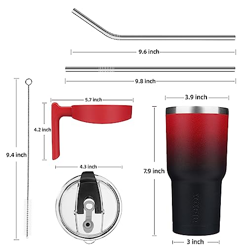 Image of BJPKPK 30 oz Tumbler with Handle & Straw, Insulated Stainless Steel Mug
