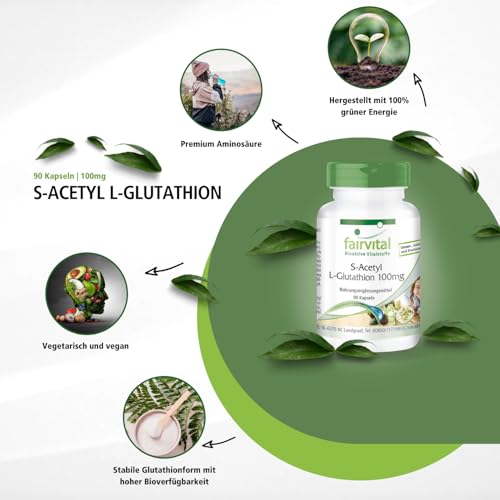 fairvital S-Acetyl L-Glutathion, 90 vegane Kapseln, schluckfreundlich, stabile Glutathionform, hohe...