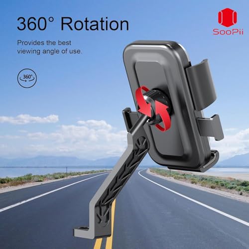 Image of SOOPII Universal Bike Mobile Holder with One Click Locking | Anti-Slip and Adjustable Angle for Motorcycles, Bicycles, E-Bikes, Scooters, Shockproof & Heavy-Duty Mount for All Smartphones