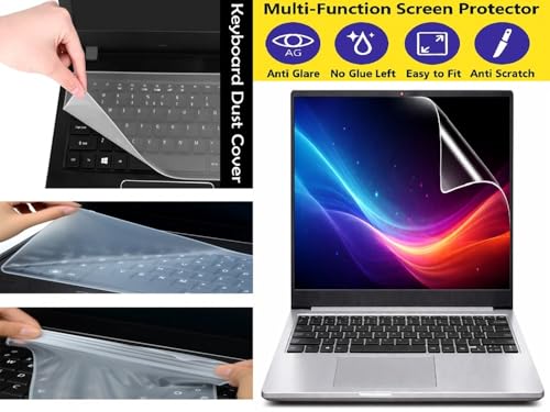 Image of Anjo 8 in 1 Combo Of 14 Inch & 16:10 Display Aspect Ratios Laptop Screen Protector, KeySkin, Body Lamination Trackpad & Lid (Transparent), USB Light, Cleaner, Type C & Micro OTG.